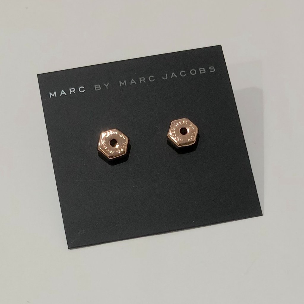 Marc By Marc Jacobs Logo Rose Gold Studs Earrings